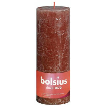 Bolsius Stompkaars Suede Brown Ø68 mm - Hoogte 19 cm - Roodbruin - 85 branduren