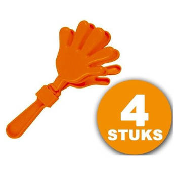 Oranje Feestartikel 4 stuks Oranje Handjesklapper Nederlands Elftal EK/WK Voetbal Oranje Versiering Versierpakket