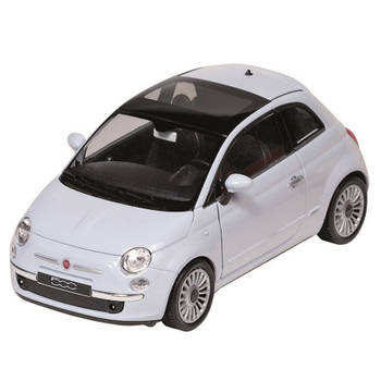Modelauto/speelgoedauto Fiat 500 2007 wit schaal 1:24/14 x 7 x 6 cm - Speelgoed auto's
