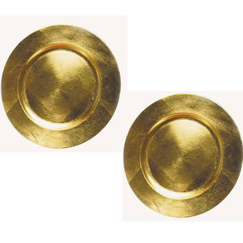 Set van 6x stuks ronde diner onderborden goud van kunststof 33 cm - Onderborden