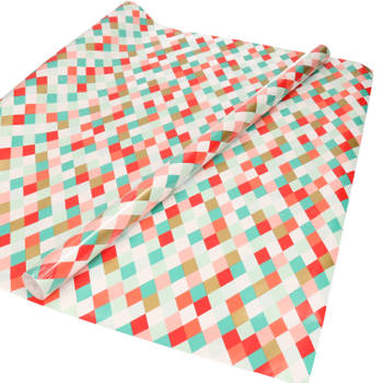 1x Inpakpapier/cadeaupapier multi color ruiten motief 200 x 70 cm rol - Cadeaupapier