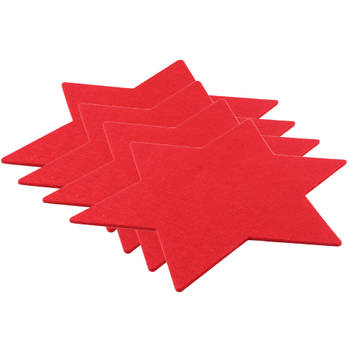 Set van 4x stuks ster vormige placemats rood 25 cm van kunststof - Placemats