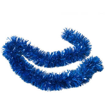 Kerstboom folie slingers/lametta guirlandes van 180 x 12 cm in de kleur glitter blauw - Kerstslingers