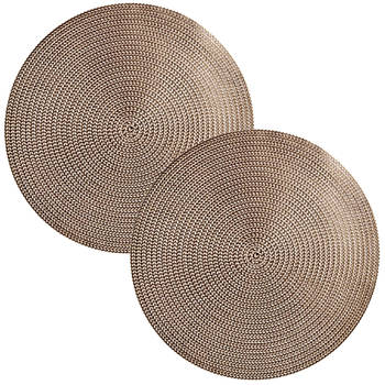 Set van 2x stuks ronde Placemats metallic goud look diameter 38 cm - Placemats