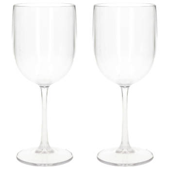2x stuks onbreekbaar wijnglas transparant kunststof 48 cl/480 ml - Wijnglazen