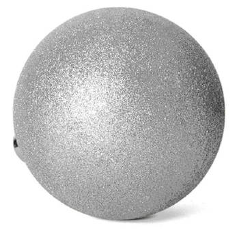 Grote kerstballen zilver glitters kunststof 20 cm - Kerstbal