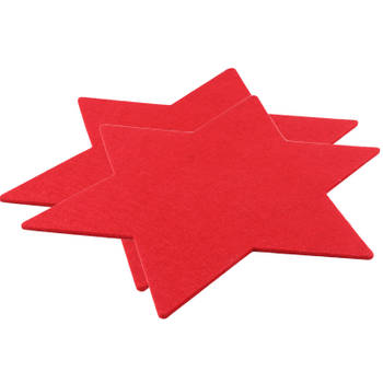 Set van 2x stuks ster vormige placemats rood 25 cm van kunststof - Placemats