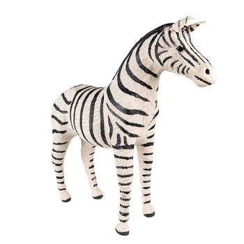 Clayre & Eef Beeld Zebra 44 cm Zwart Wit Papier Ijzer Textiel Woonaccessoires Zwart Woonaccessoires