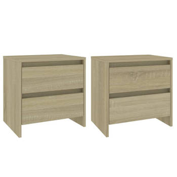 vidaXL Nachtkastjes 2 st 45x34,5x44,5 cm bewerkt hout sonoma eiken