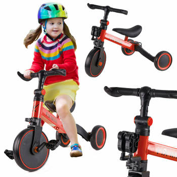 Fix Mini 3 in 1 driewieler trike met pedalen tot 30kg van 1,5 - 4 jaar oud rood / zwart