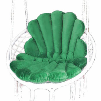 Handgemaakte hangstoelkussen schelp / shell vorm van CLEANABOO® stof Velvet Groen