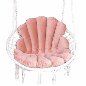 Handgemaakte hangstoelkussen schelp / shell vorm van CLEANABOO® stof Velvet Roze