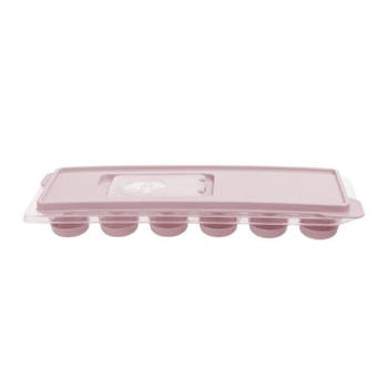 Praktyczna ijsblokjesvorm met deksel + vulopening - 9 x 27 x 4 cm pastel roze