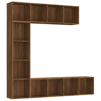 vidaXL 3-delige boekenkast- / tv-meubelset 180x30x180 cm bruineiken