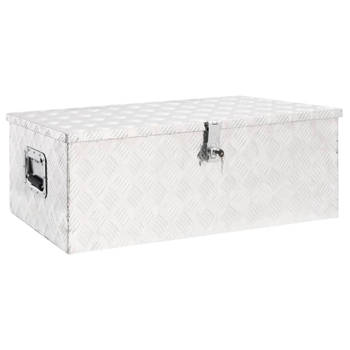 vidaXL Opbergbox 90x47x33,5 cm aluminium zilverkleurig