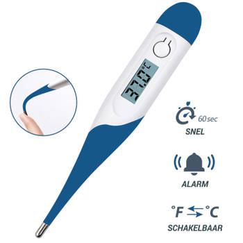 Blokker Thermometer lichaam - Koortsthermometer voor volwassenen - Blauw - Incl. opbergcase en handleiding! aanbieding