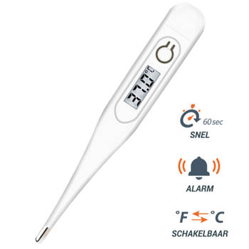 Blokker Thermometer lichaam - Koortsthermometer voor volwassenen - Wit - Incl. opbergcase en handleiding! aanbieding