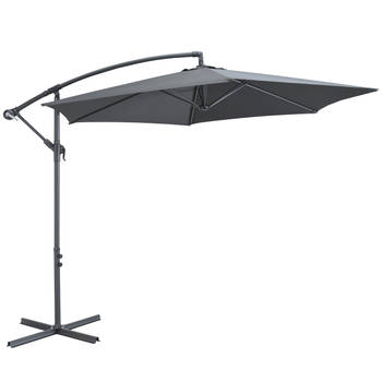 Parasol - duurzame Zweefparasol Ø300 cm – Kantelbaar - 3 meter doorsnede - Grijs