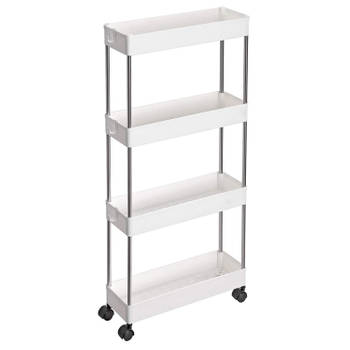 Opbergtrolley - 4 niveaus - 40x86x12.5 cm - wit