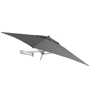 EASYSOL Muurparasol Vierkant - 200x200cm - Grijs - Parasol met muurbevestiging