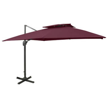 vidaXL Zweefparasol met dubbel dak 300x300 cm bordeauxrood