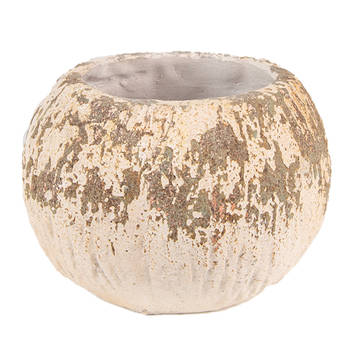 Clayre & Eef Bloempot Ø 18x13 cm Beige Bruin Steen Rond Bloempot binnen Beige Bloempot binnen