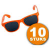 Oranje Feestbril 10 stuks Oranje Bril "Blues" Feestkleding EK/WK Voetbal Oranje Versiering Versierpakket