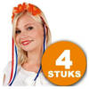 Oranje Feestkleding 4 stuks Oranje Tiara met Bloemen Feestkleding EK/WK Voetbal