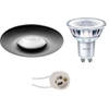 LED Spot Set - Pragmi Luno Pro - Waterdicht IP65 - GU10 Fitting - Inbouw Rond - Mat Zwart - Ø82mm - Philips - CorePro