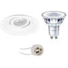 LED Spot Set - Pragmi Domy Pro - GU10 Fitting - Inbouw Rond - Mat Wit - Verdiept - Kantelbaar - Ø105mm - Philips -