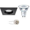 LED Spot Set - Pragmi Rodos Pro - GU10 Fitting - Inbouw Vierkant - Mat Zwart - 93mm - Philips - CorePro 827 36D - 4W -