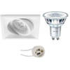 LED Spot Set - Pragmi Qiundo Pro - GU10 Fitting - Inbouw Vierkant - Mat Wit - Kantelbaar - 80mm - Philips - CorePro 830