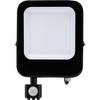 LED Bouwlamp 100 Watt met Sensor - LED Schijnwerper - Aigi Ixi - Helder/Koud Wit 6500K - Waterdicht IP65 - Mat Zwart -