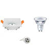 LED Spot Set - GU10 Fitting - Inbouw Vierkant - Mat Wit - 85mm - Philips - CorePro 830 36D - 4W - Warm Wit 3000K -