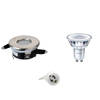 LED Spot Set - Aigi - GU10 Fitting - Waterdicht IP65 - Inbouw Rond - Mat Chroom - Ø82mm - Philips - CorePro 830 36D -