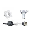 LED Spot Set - GU10 Fitting - Inbouw Vierkant - Mat Wit - Kantelbaar 80mm - Philips - CorePro 830 36D - 4W - Warm Wit