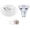 LED Spot Set - Pragmi Zano Pro - GU10 Fitting - Inbouw Rond - Mat Wit - Kantelbaar - Ø93mm - Philips - CorePro 830 36D -