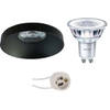 LED Spot Set - Pragmi Vrito Pro - GU10 Fitting - Inbouw Rond - Mat Zwart - Ø82mm - Philips - CorePro 840 36D - 4W -