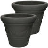 2x stuks antraciet grijze bloempotten 36 cm - Plantenpotten