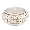 Clayre & Eef Theelichthouder Ø 6x3 cm Beige Keramiek Rond Waxinelichthouder Beige Waxinelichthouder