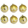 Gerimport Kerstballen - goudkleurig - 6ST - gedecoreerd - D6 cm - kunststof - Kerstbal