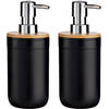 2x Stuks Zeeppompjes/zeepdispensers kunststof - zwart - 350 ml - Zeeppompjes