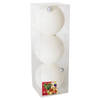 Gerimport Kerstballen - 3 stuks - winter wit - glitters - kunststof - 10cm - Kerstbal