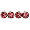 Gerimport Kerstballen - rood - 4ST - gedecoreerd - D8 cm - kunststof - Kerstbal