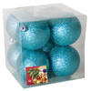 Gerimport Kerstballen - 8x - ijsblauw - kunststof - D7 cm - Kerstbal