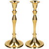 Set van 2x stuks luxe kaarsenhouder/kandelaar klassiek goud metaal 10 x 10 x 24 cm - kaars kandelaars