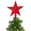 Mini Kerstboom piek rood 14 cm met glitters - Kleine kerstpieken - kerstboompieken
