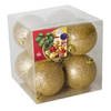 Gerimport Kerstballen - 8x - goud - kunststof - glitters - D7 cm - Kerstbal