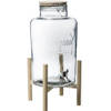 Glazen drank dispenser 8 liter met kunststof kraantje en houder - Drankdispensers