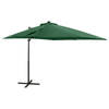 vidaXL Zweefparasol met paal en LED-verlichting 250 cm groen